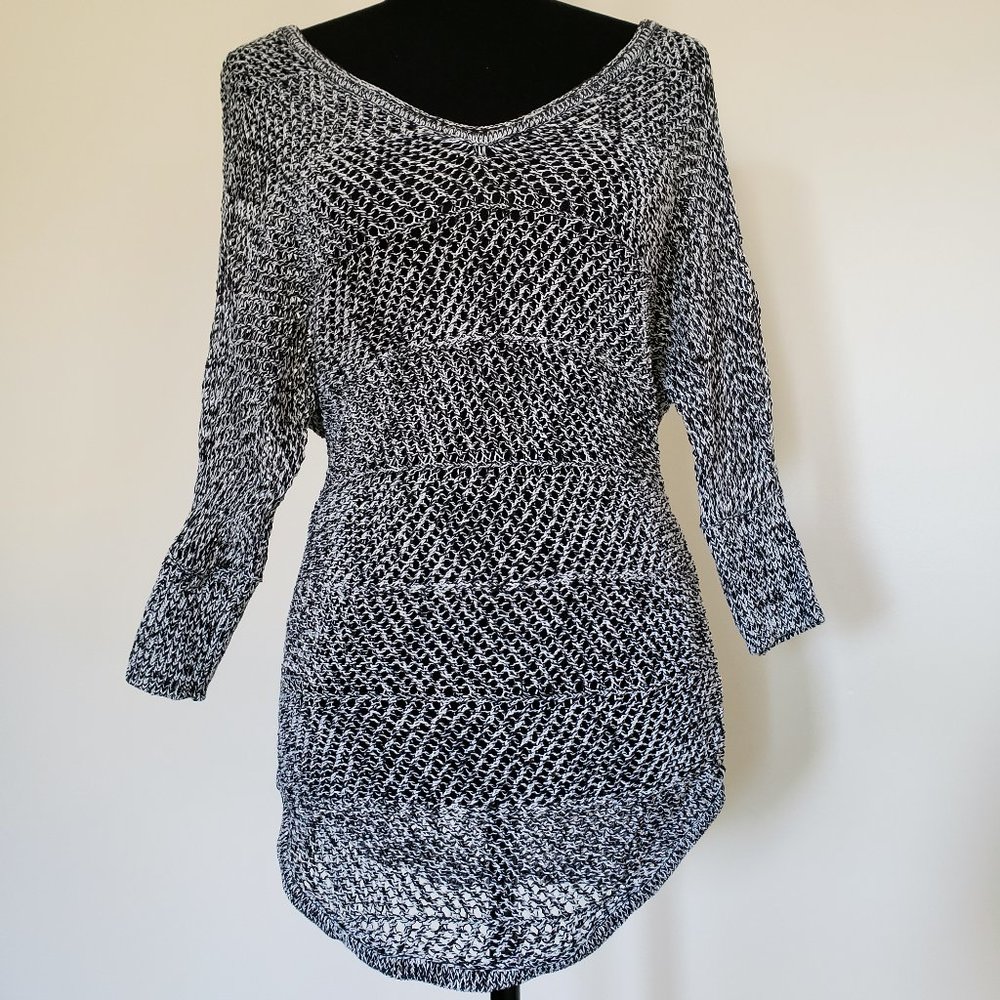 xs || express || BLACK MESH DOLMAN SWEATER